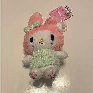 Sanrio My Melody Pink & Green Plush Bag Clip Keychain Shower or Bath Series NWT
